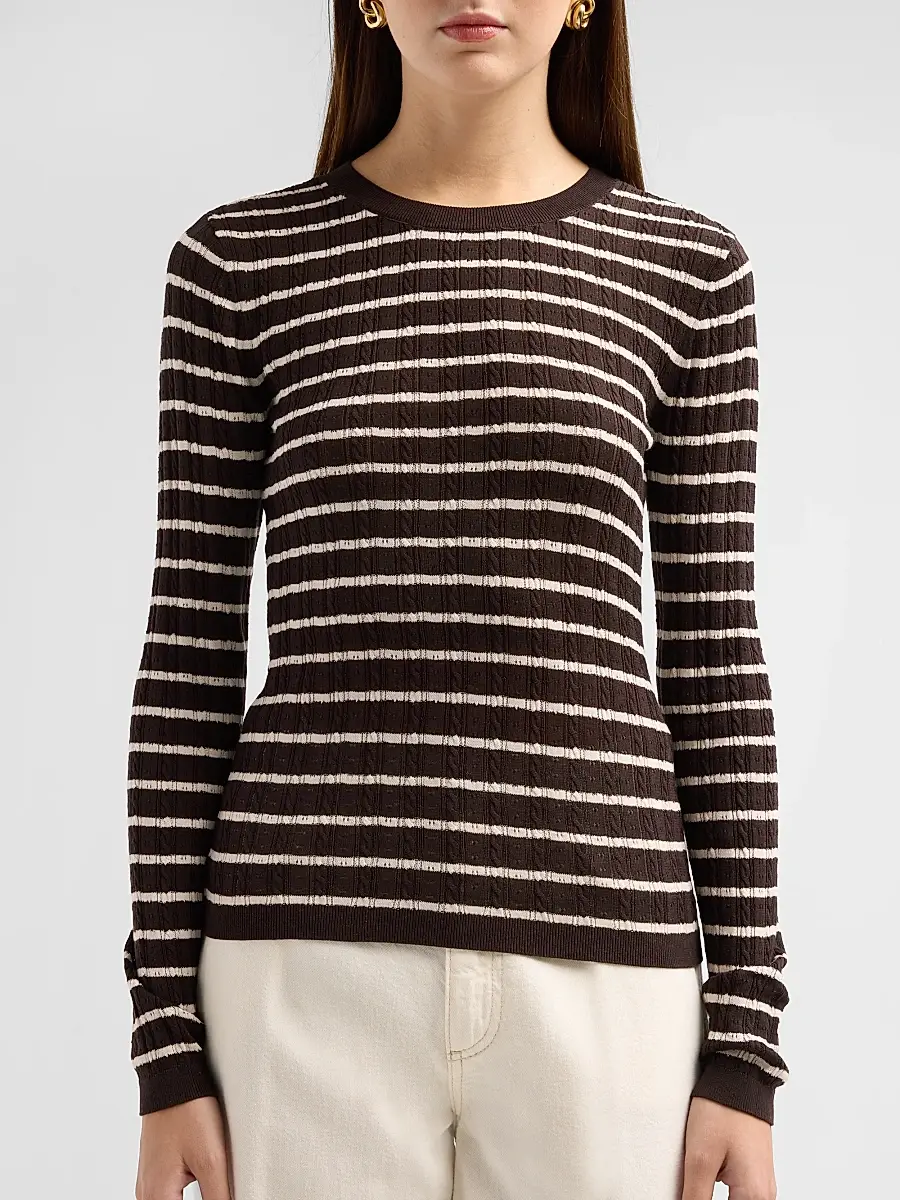 Frame Women's Stripe Pointelle Crewneck Top | Thumbnail 5 Frame Women's Stripe Pointelle Crewneck Top | Thumbnail 5