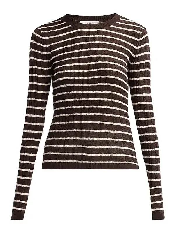 Frame Women's Stripe Pointelle Crewneck Top