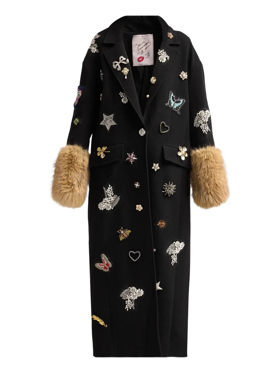 Women's Mariella Embellished Faux-Fur-Cuff Coat Women's Mariella Embellished Faux-Fur-Cuff Coat