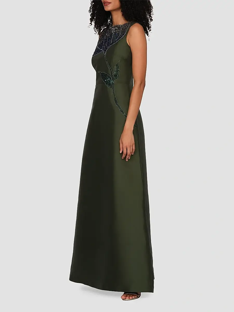 Kay Unger Women's Charlene Beaded Taffeta A-Line Gown | Thumbnail 6 Kay Unger Women's Charlene Beaded Taffeta A-Line Gown | Thumbnail 6