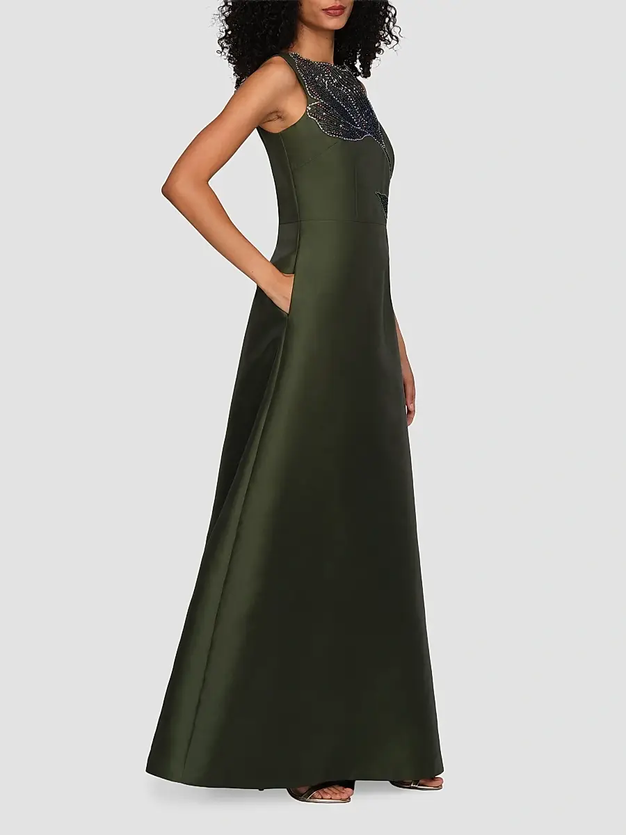 Kay Unger Women's Charlene Beaded Taffeta A-Line Gown | Thumbnail 7 Kay Unger Women's Charlene Beaded Taffeta A-Line Gown | Thumbnail 7