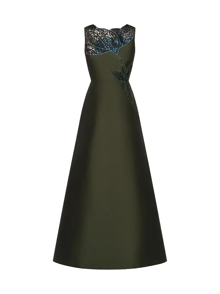 Kay Unger Women's Charlene Beaded Taffeta A-Line Gown