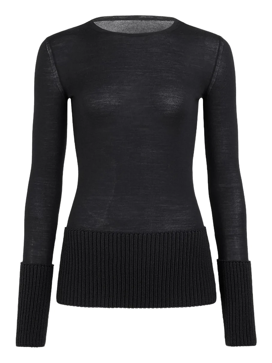 Alaïa Women's Crewneck Wool Rib-Knit Top