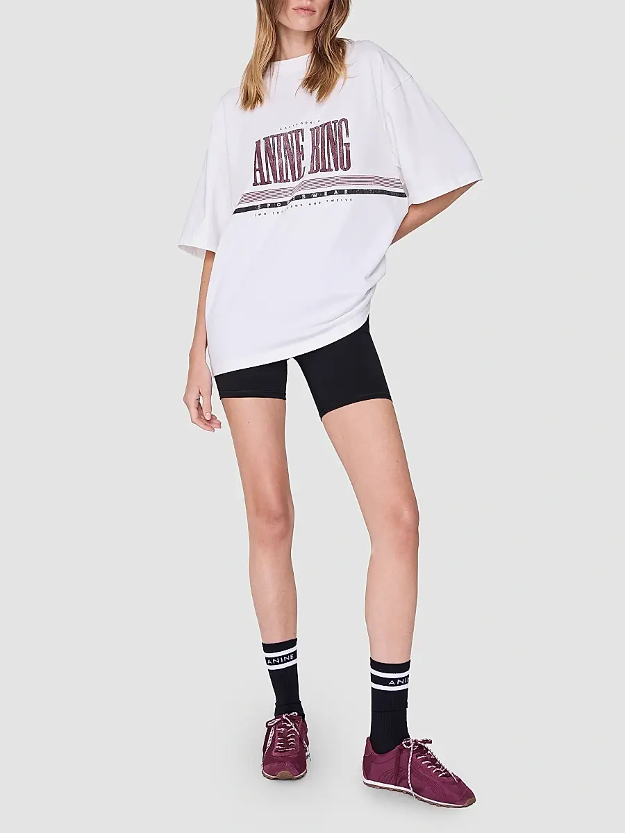 Anine Bing Women's Nell Sport Graphic Cotton T-Shirt | Thumbnail 2 Anine Bing Women's Nell Sport Graphic Cotton T-Shirt | Thumbnail 2