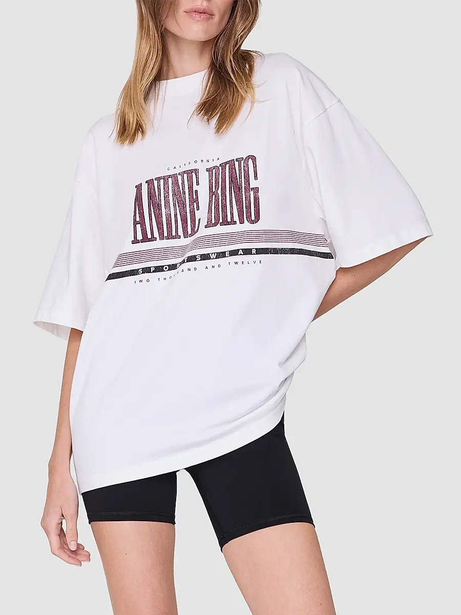 Anine Bing Women's Nell Sport Graphic Cotton T-Shirt | Thumbnail 4 Anine Bing Women's Nell Sport Graphic Cotton T-Shirt | Thumbnail 4