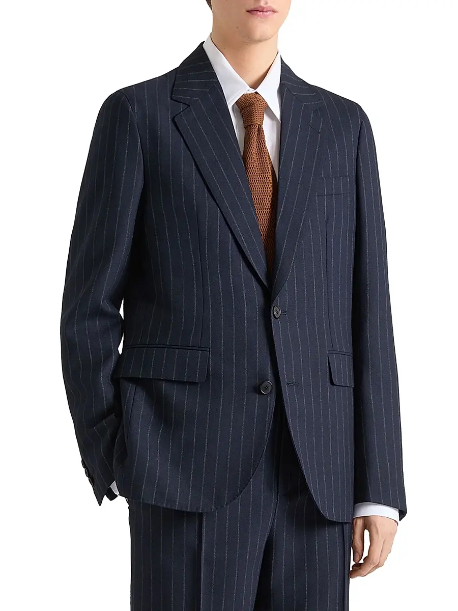 Givenchy Men's Single-Breasted Deconstructed Striped Jacket in Wool - Night Blue | Thumbnail 3 Givenchy Men's Single-Breasted Deconstructed Striped Jacket in Wool - Night Blue | Thumbnail 3