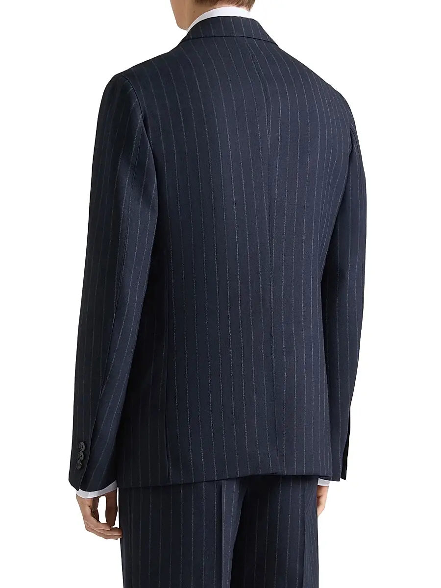 Givenchy Men's Single-Breasted Deconstructed Striped Jacket in Wool - Night Blue | Thumbnail 4 Givenchy Men's Single-Breasted Deconstructed Striped Jacket in Wool - Night Blue | Thumbnail 4