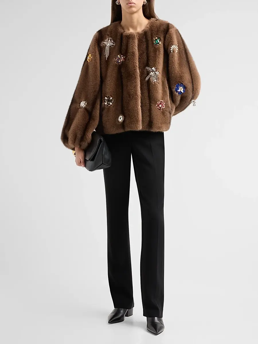 Cinq à Sept Women's Benson Embellished Faux-Fur Coat | Thumbnail 2