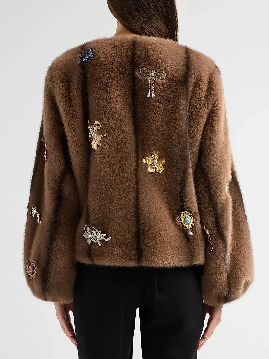Cinq à Sept Women's Benson Embellished Faux-Fur Coat | Thumbnail 3