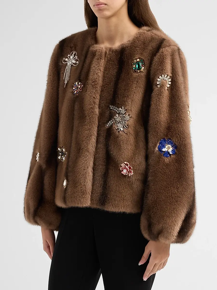 Cinq à Sept Women's Benson Embellished Faux-Fur Coat | Thumbnail 4
