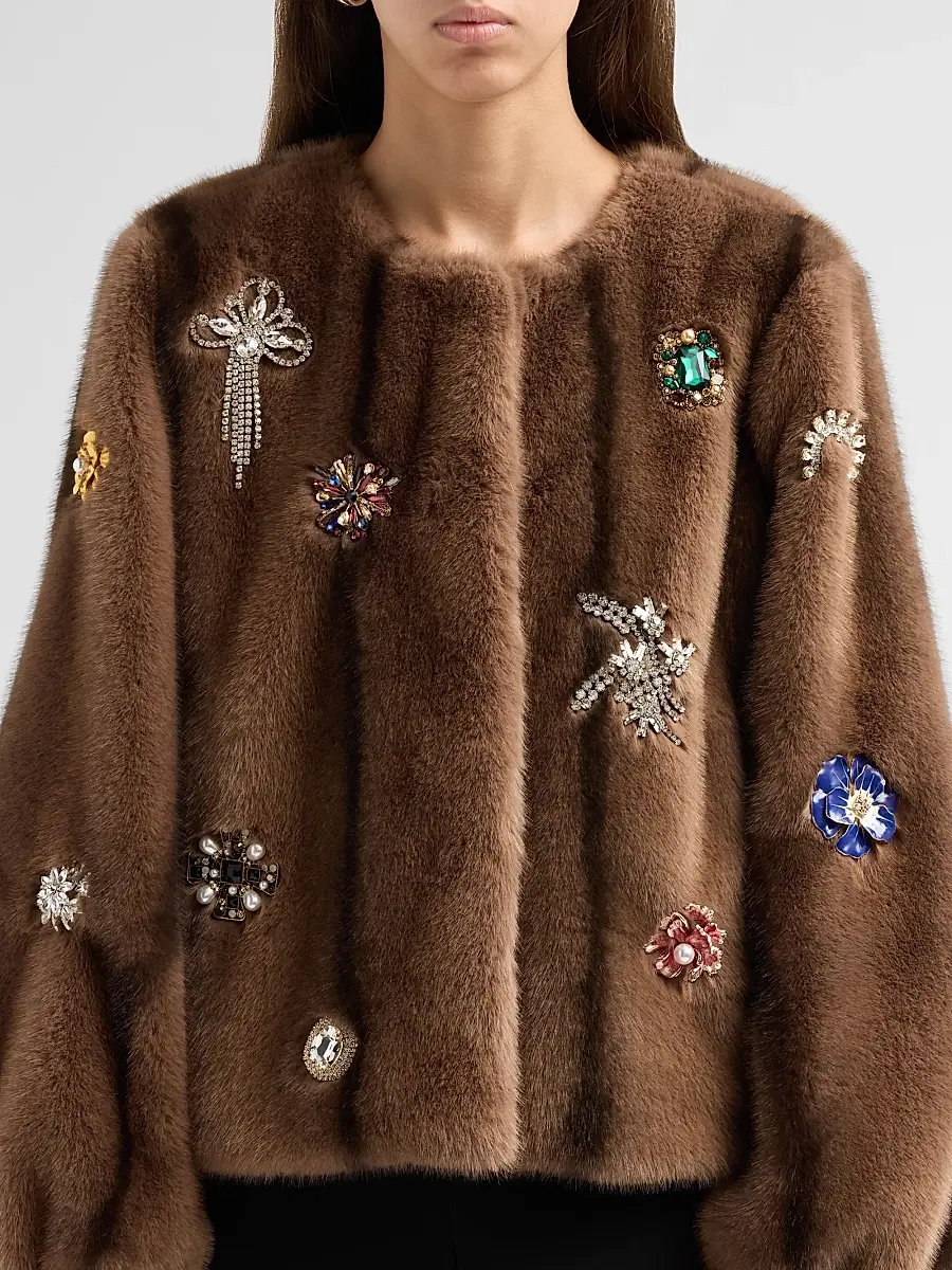 Cinq à Sept Women's Benson Embellished Faux-Fur Coat | Thumbnail 5