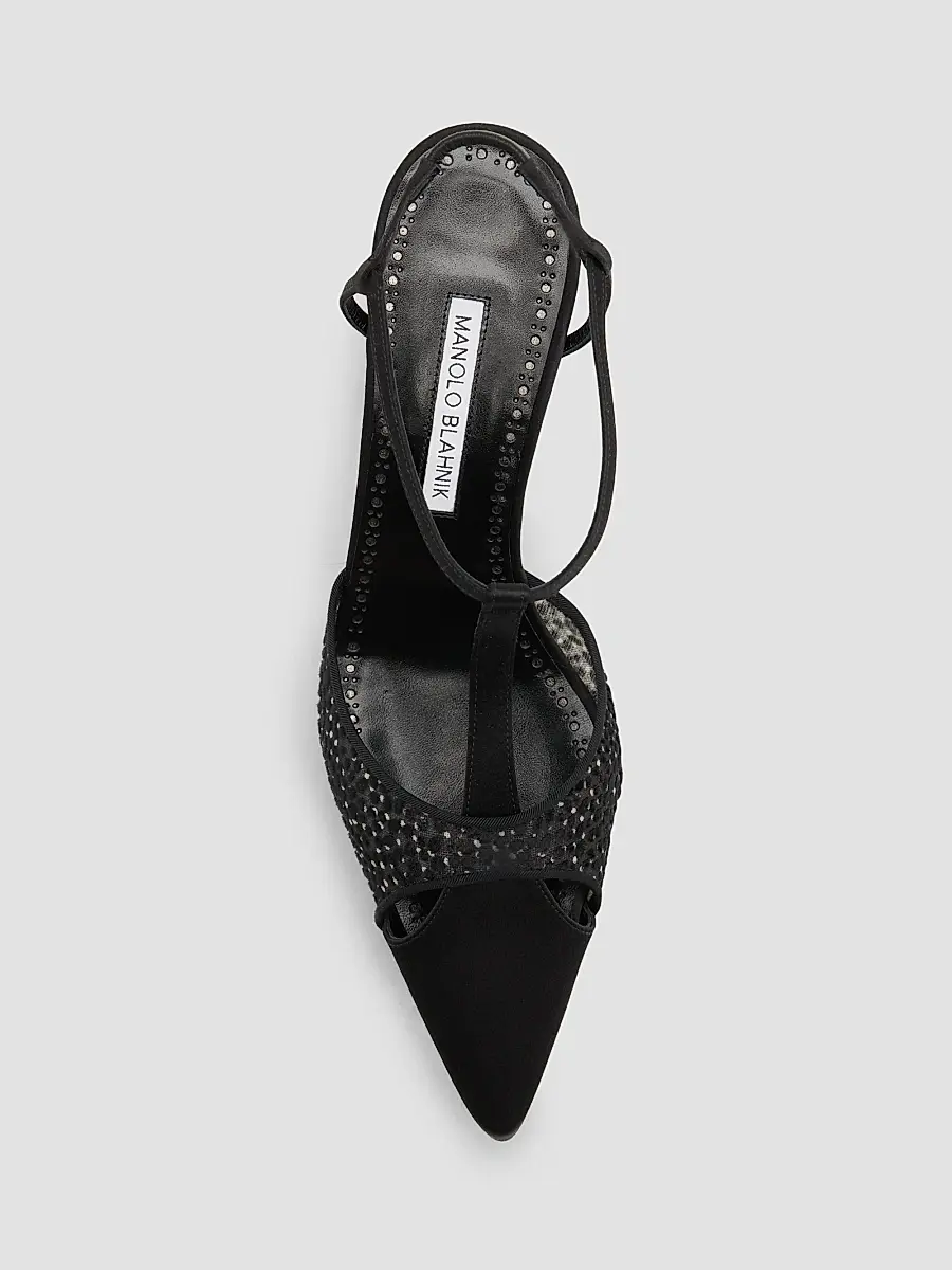 Manolo Blahnik Women's Turgimodla Embellished Satin T-Strap Pumps | Thumbnail 6 Manolo Blahnik Women's Turgimodla Embellished Satin T-Strap Pumps | Thumbnail 6