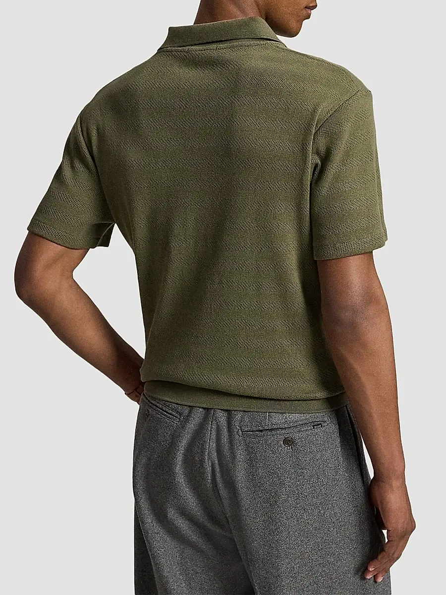 Polo Ralph Lauren Men's Pointelle-Ribbed Polo Shirt | Thumbnail 3 Polo Ralph Lauren Men's Pointelle-Ribbed Polo Shirt | Thumbnail 3