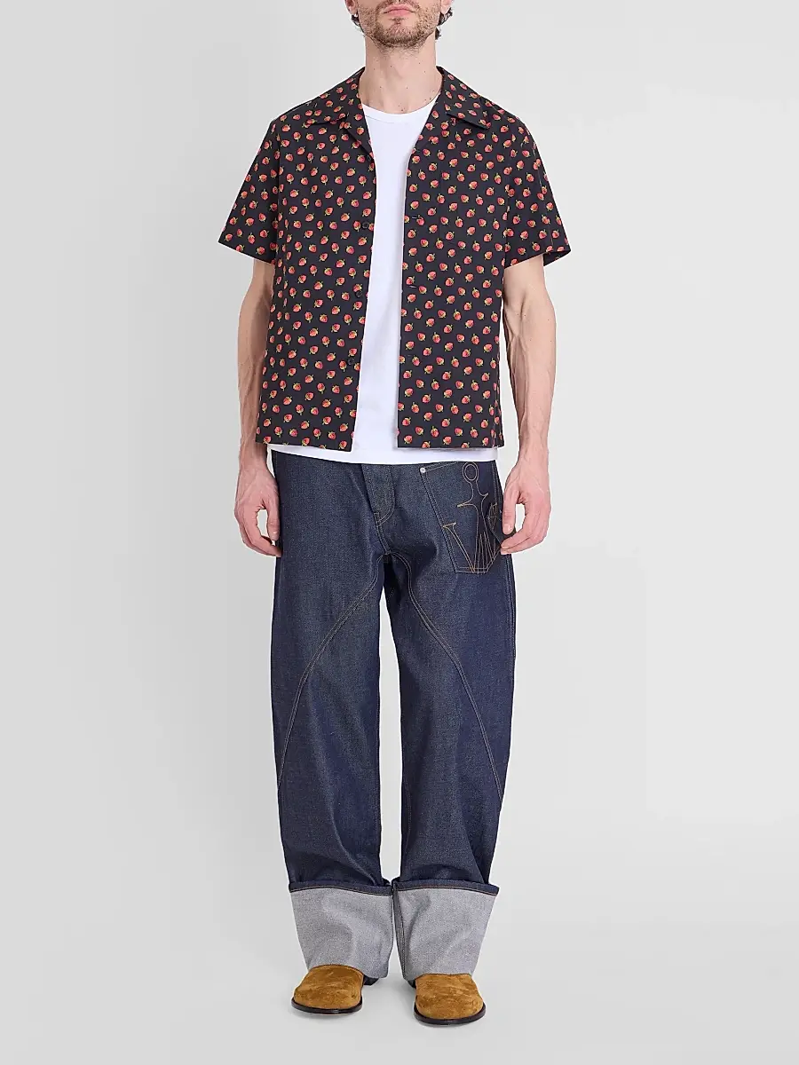 JW Anderson Men's Anchor-Embroidered Cotton T-Shirt | Thumbnail 2 JW Anderson Men's Anchor-Embroidered Cotton T-Shirt | Thumbnail 2