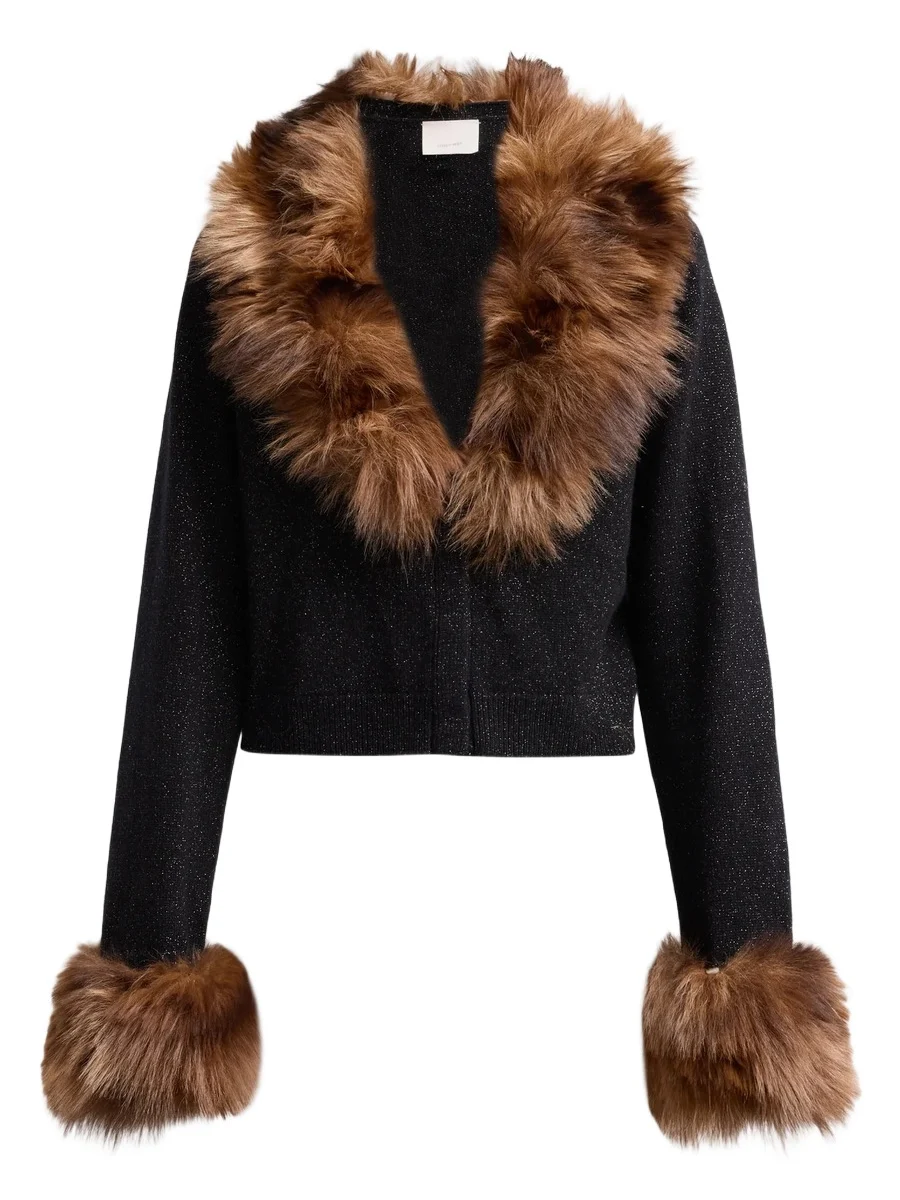 Women's Della Faux-Fur-Trimmed Wool-Blend Cardigan