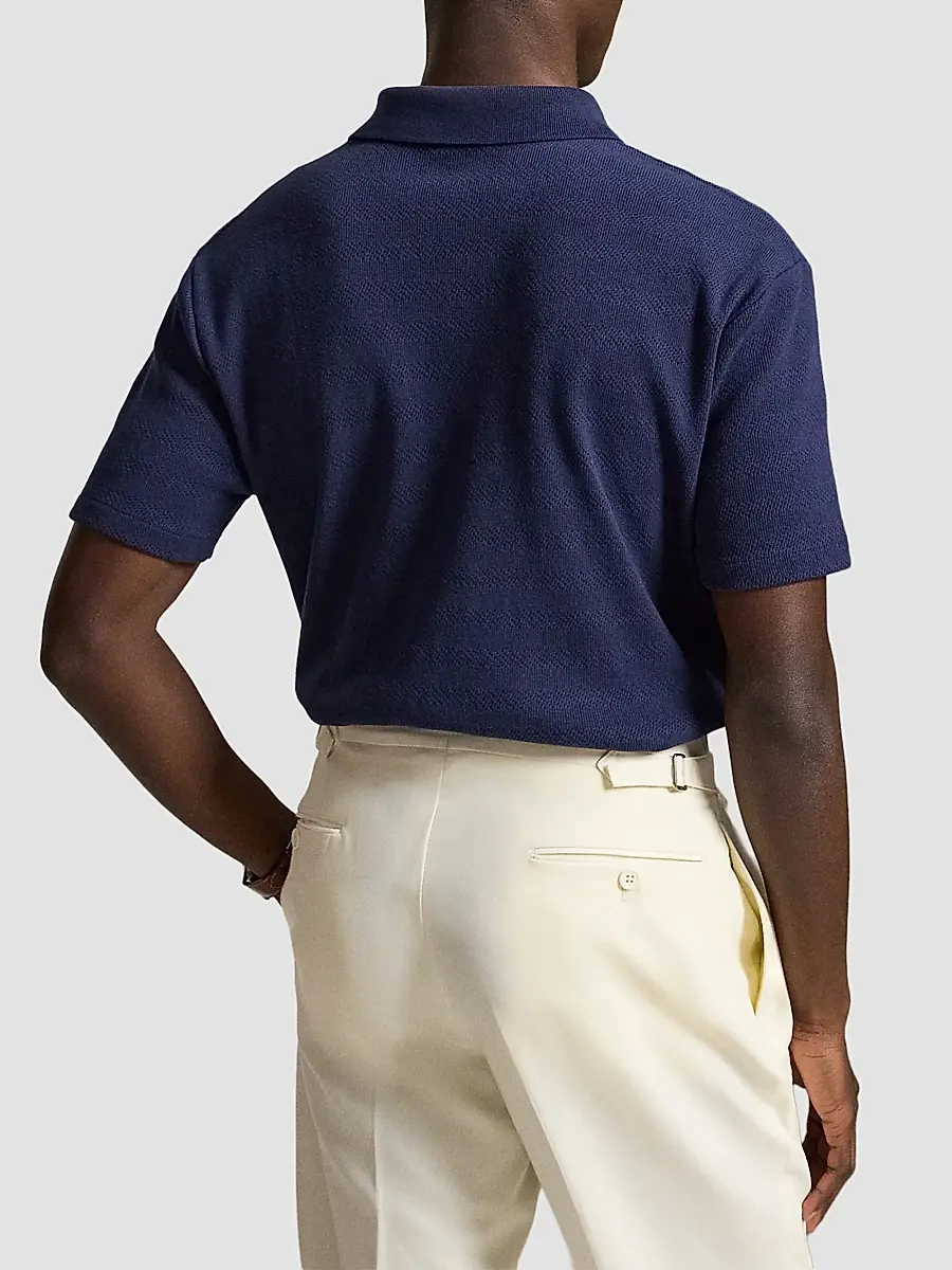 Polo Ralph Lauren Men's Pointelle-Ribbed Polo Shirt | Thumbnail 3 Polo Ralph Lauren Men's Pointelle-Ribbed Polo Shirt | Thumbnail 3