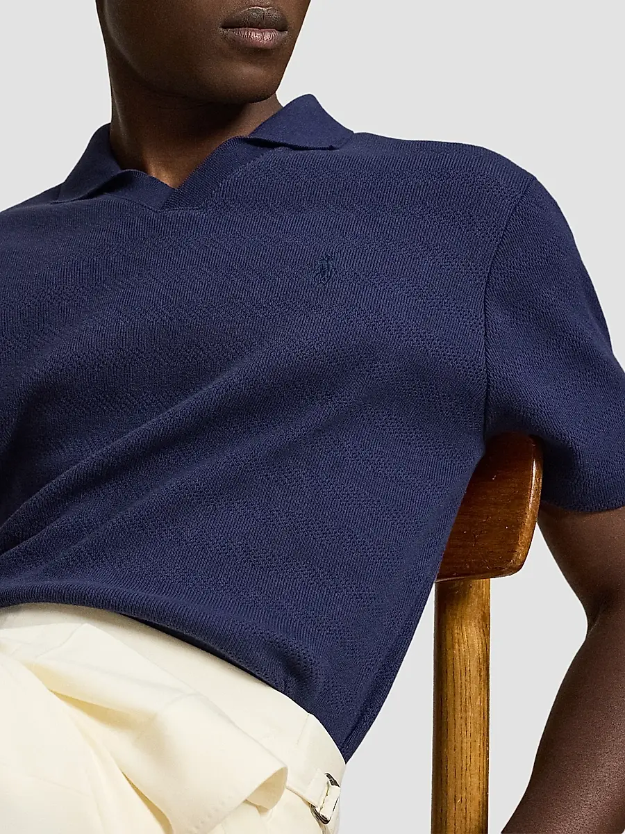 Polo Ralph Lauren Men's Pointelle-Ribbed Polo Shirt | Thumbnail 5 Polo Ralph Lauren Men's Pointelle-Ribbed Polo Shirt | Thumbnail 5