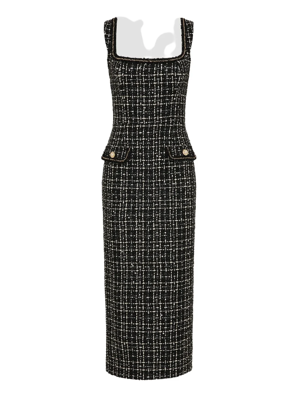 Women's Meringue Embellished Tweed Scoopneck Midi Dress
