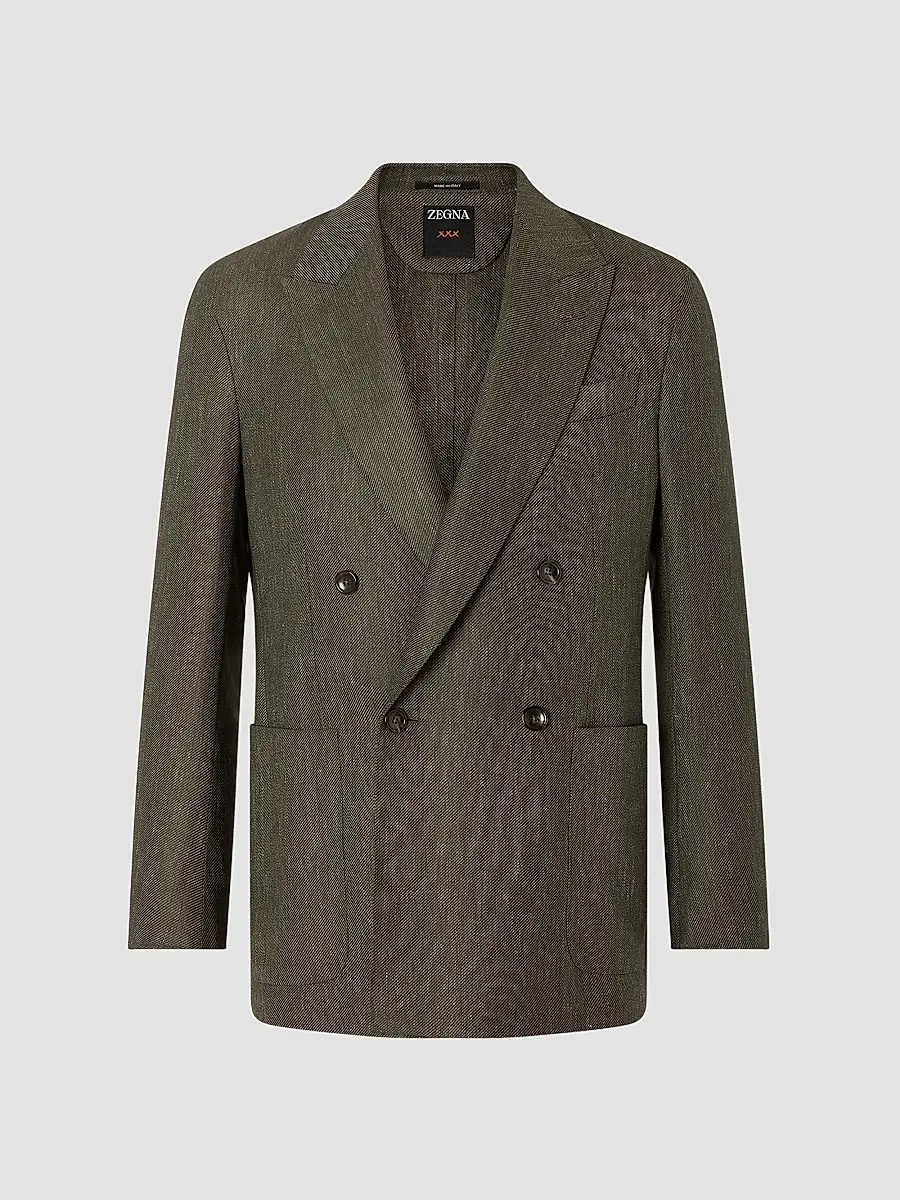 Zegna Men's Cashmere Silk and Linen Jacket - Dark Olive Green | Thumbnail 3