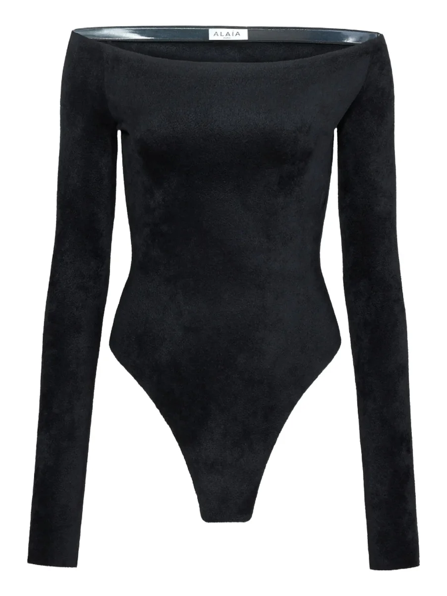 Women's Off-The-Shoulder Velvet Bodysuit Women's Off-The-Shoulder Velvet Bodysuit