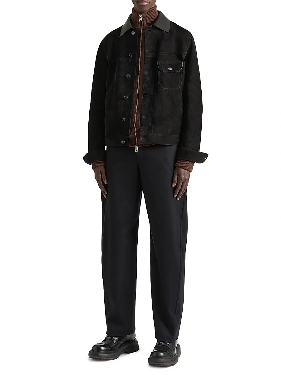 Givenchy Men's Jacket in Suede with Asymmetrical Pocket - Black | Thumbnail 2