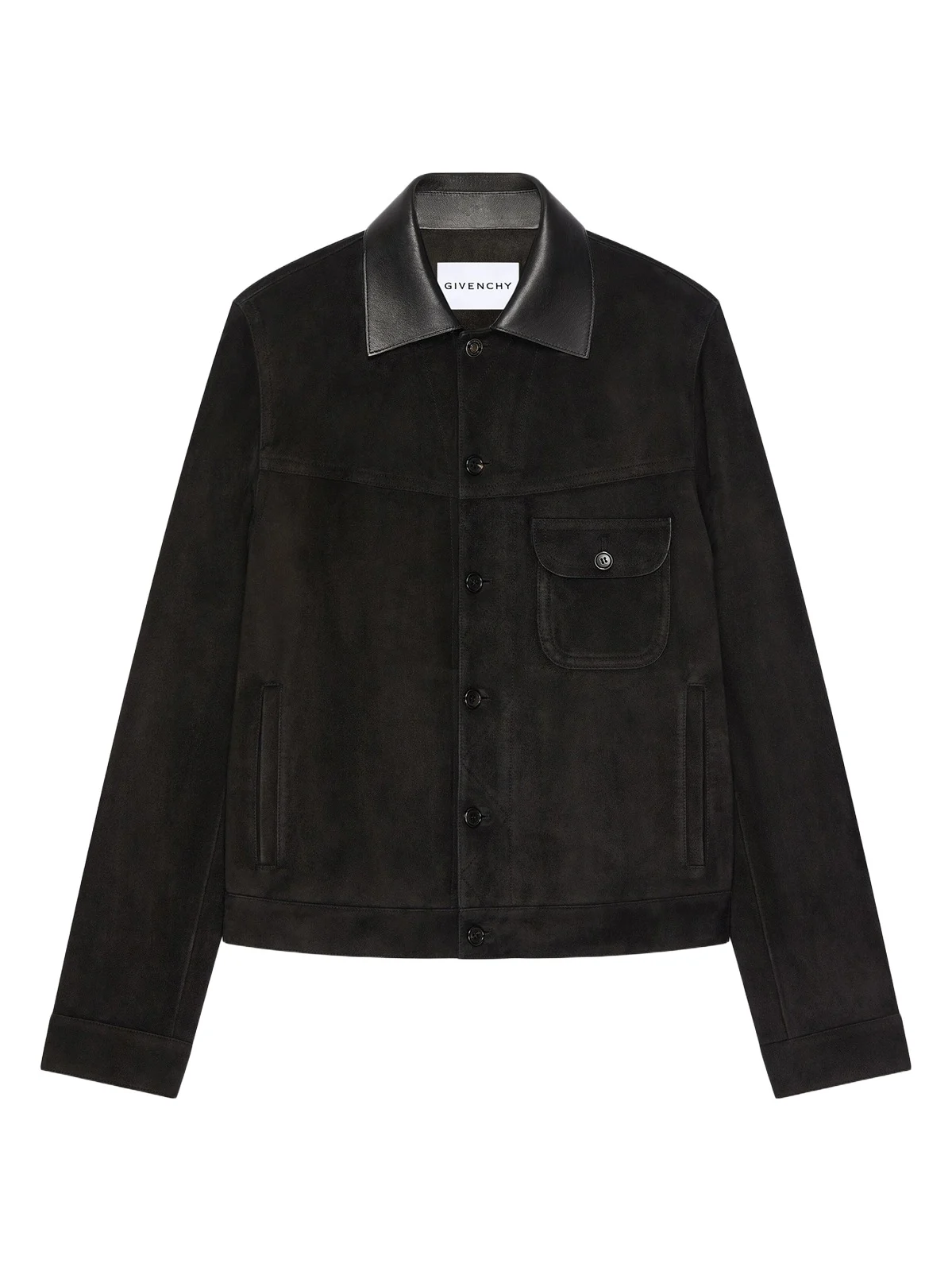Givenchy Men's Jacket in Suede with Asymmetrical Pocket - Black