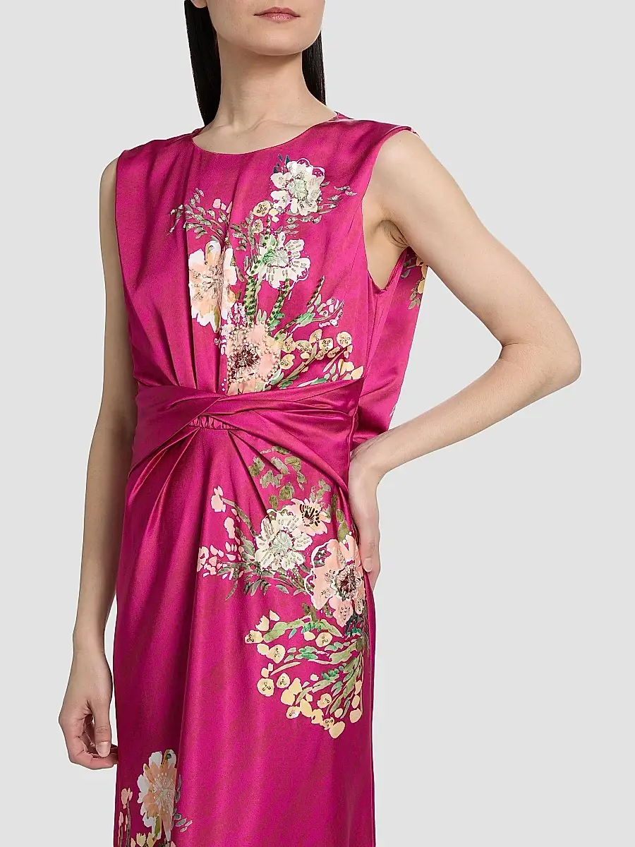 Saloni Women's Gwen Floral Satin Midi Dress | Thumbnail 6 Saloni Women's Gwen Floral Satin Midi Dress | Thumbnail 6
