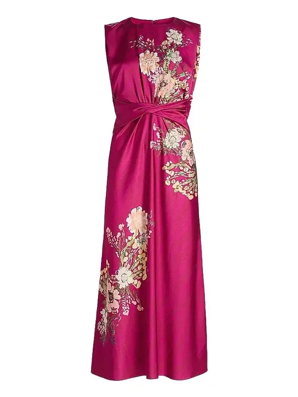 Women's Gwen Floral Satin Midi Dress Women's Gwen Floral Satin Midi Dress