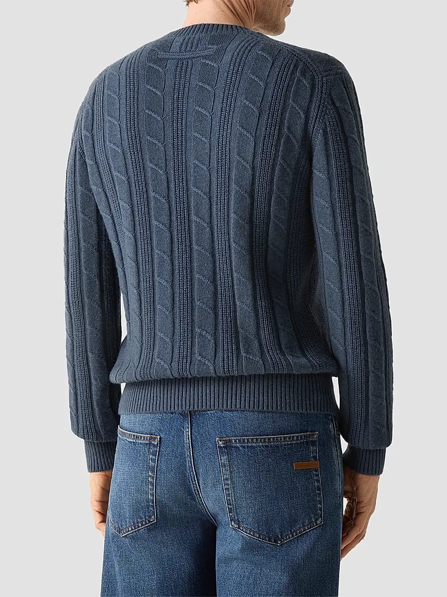 Zegna Men's Oasi Cashmere Crewneck Sweater | Thumbnail 3 Zegna Men's Oasi Cashmere Crewneck Sweater | Thumbnail 3