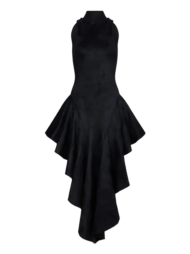 Women's Pointed Tailored Velvet Midi Dress Women's Pointed Tailored Velvet Midi Dress
