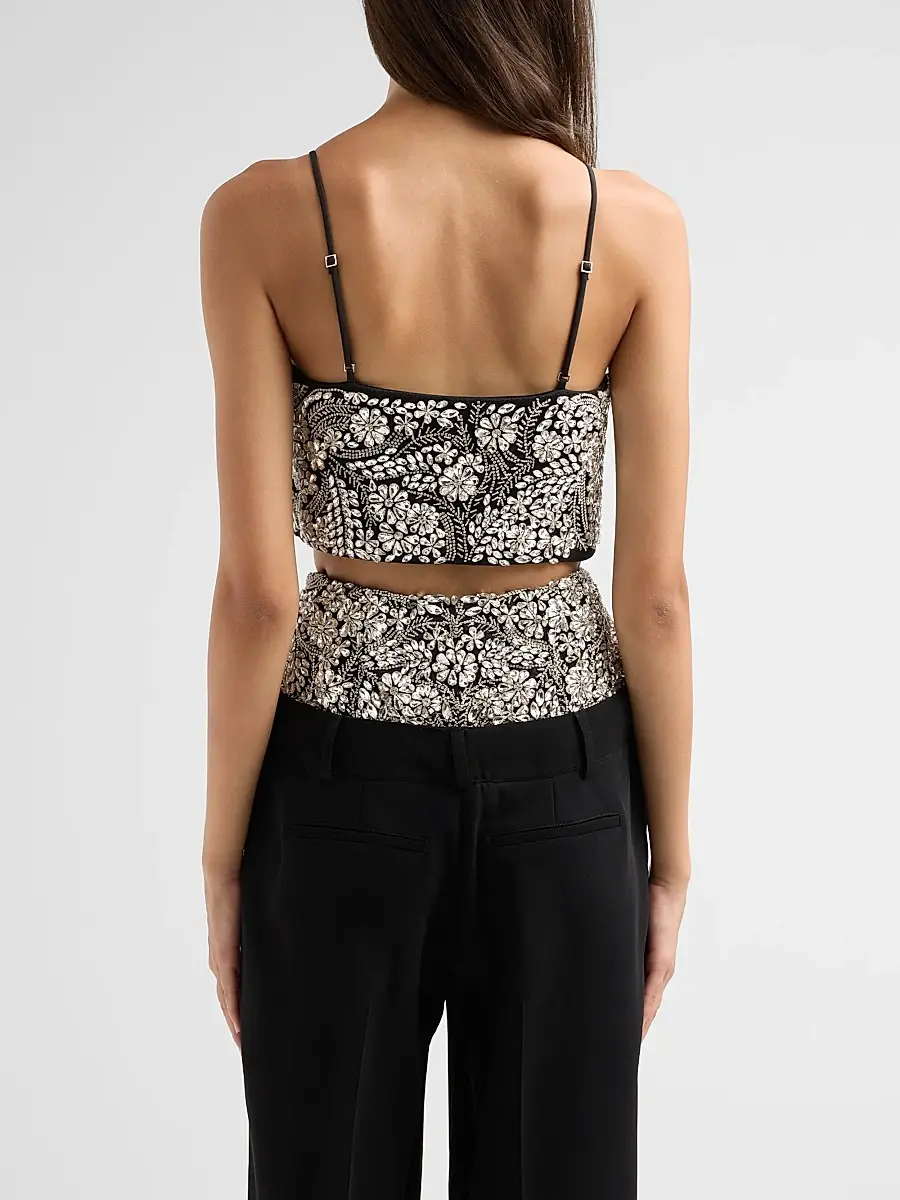 Cinq à Sept Women's Ivy Nikki Crystal-Embellished Crop Top | Thumbnail 3 Cinq à Sept Women's Ivy Nikki Crystal-Embellished Crop Top | Thumbnail 3