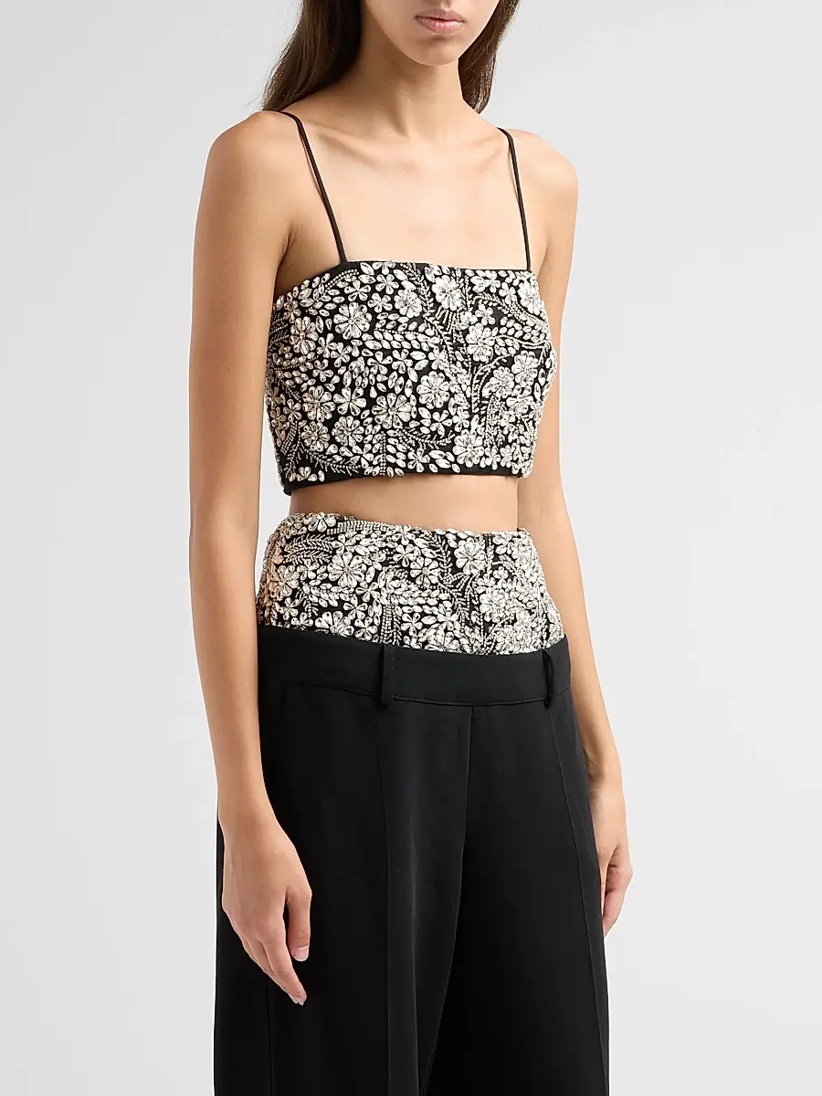 Cinq à Sept Women's Ivy Nikki Crystal-Embellished Crop Top | Thumbnail 4 Cinq à Sept Women's Ivy Nikki Crystal-Embellished Crop Top | Thumbnail 4