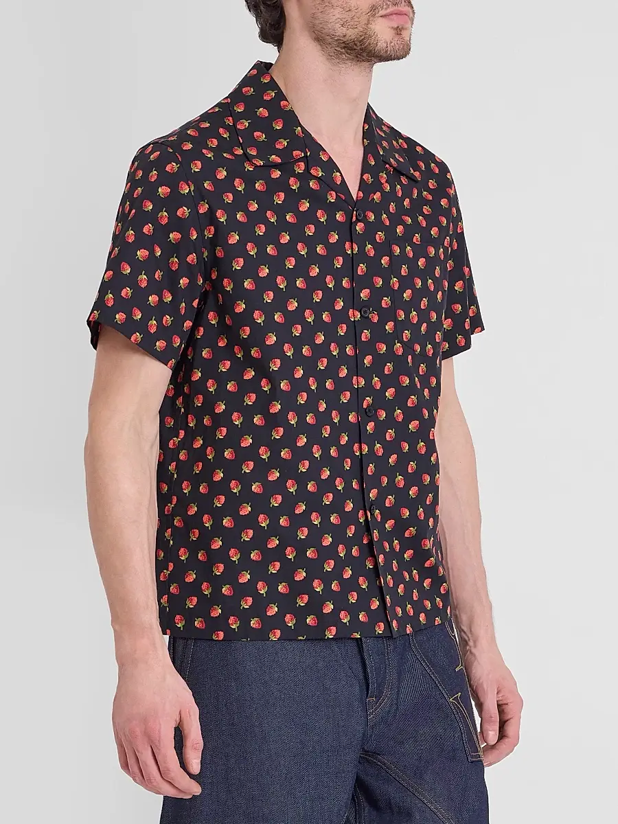 JW Anderson Men's Strawberry-Print Cotton Camp Shirt | Thumbnail 4 JW Anderson Men's Strawberry-Print Cotton Camp Shirt | Thumbnail 4
