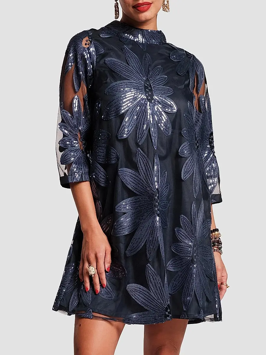 Frances Valentine Women's Diplomat Floral Appliqué Mini Dress | Thumbnail 2