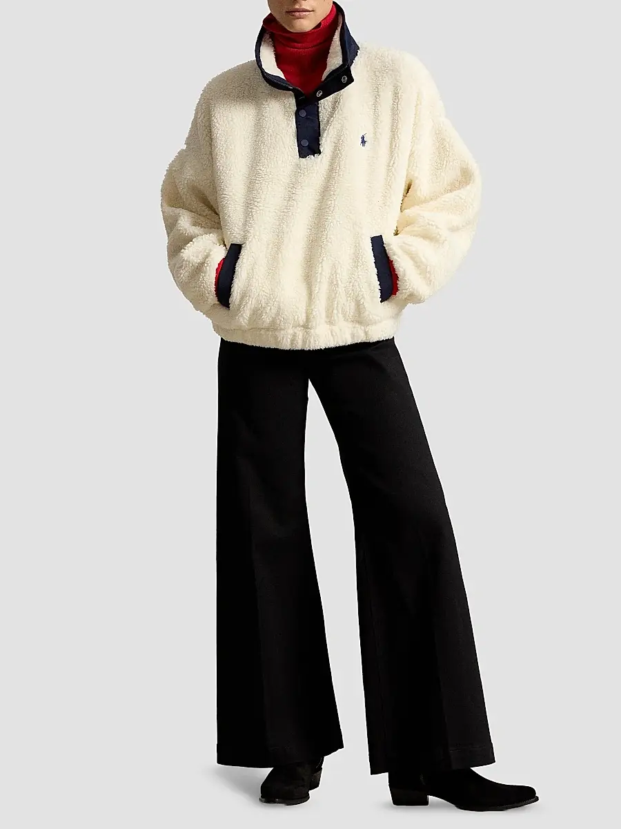 Polo Ralph Lauren Women's Faux Sherpa Bomber Sweatshirt | Thumbnail 2 Polo Ralph Lauren Women's Faux Sherpa Bomber Sweatshirt | Thumbnail 2