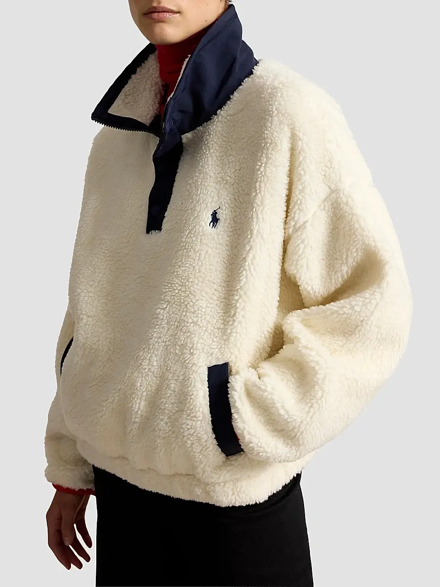 Polo Ralph Lauren Women's Faux Sherpa Bomber Sweatshirt | Thumbnail 3 Polo Ralph Lauren Women's Faux Sherpa Bomber Sweatshirt | Thumbnail 3