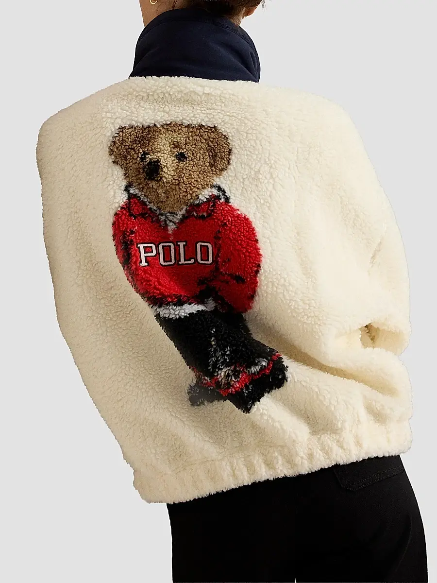 Polo Ralph Lauren Women's Faux Sherpa Bomber Sweatshirt | Thumbnail 4 Polo Ralph Lauren Women's Faux Sherpa Bomber Sweatshirt | Thumbnail 4