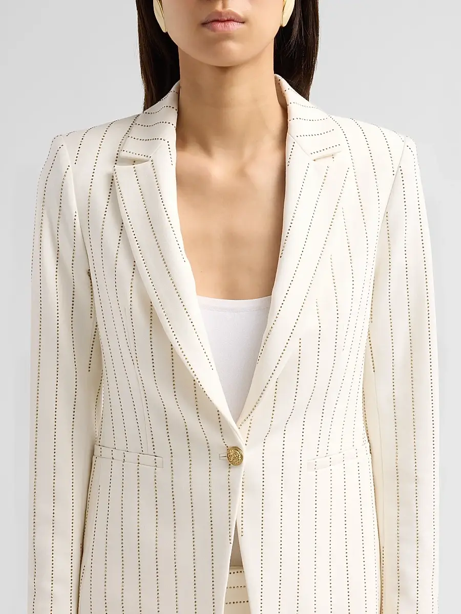 Alice + Olivia Women's Breann Embellished Pinstripe Cutaway Blazer | Thumbnail 5 Alice + Olivia Women's Breann Embellished Pinstripe Cutaway Blazer | Thumbnail 5