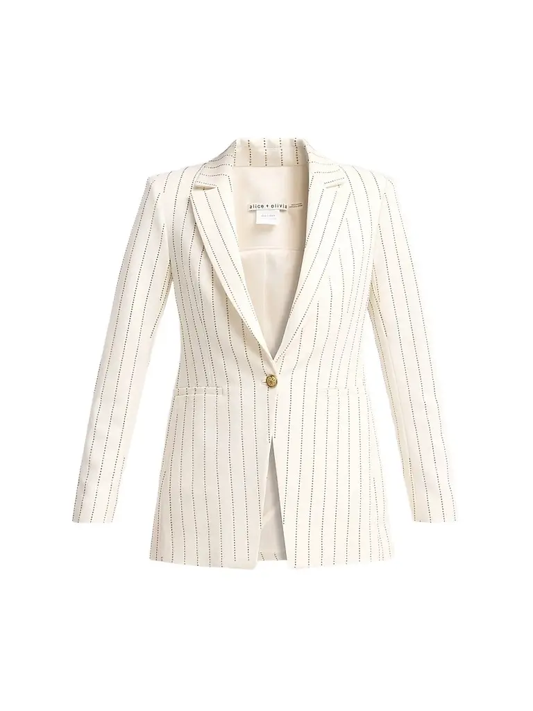 Alice + Olivia Women's Breann Embellished Pinstripe Cutaway Blazer