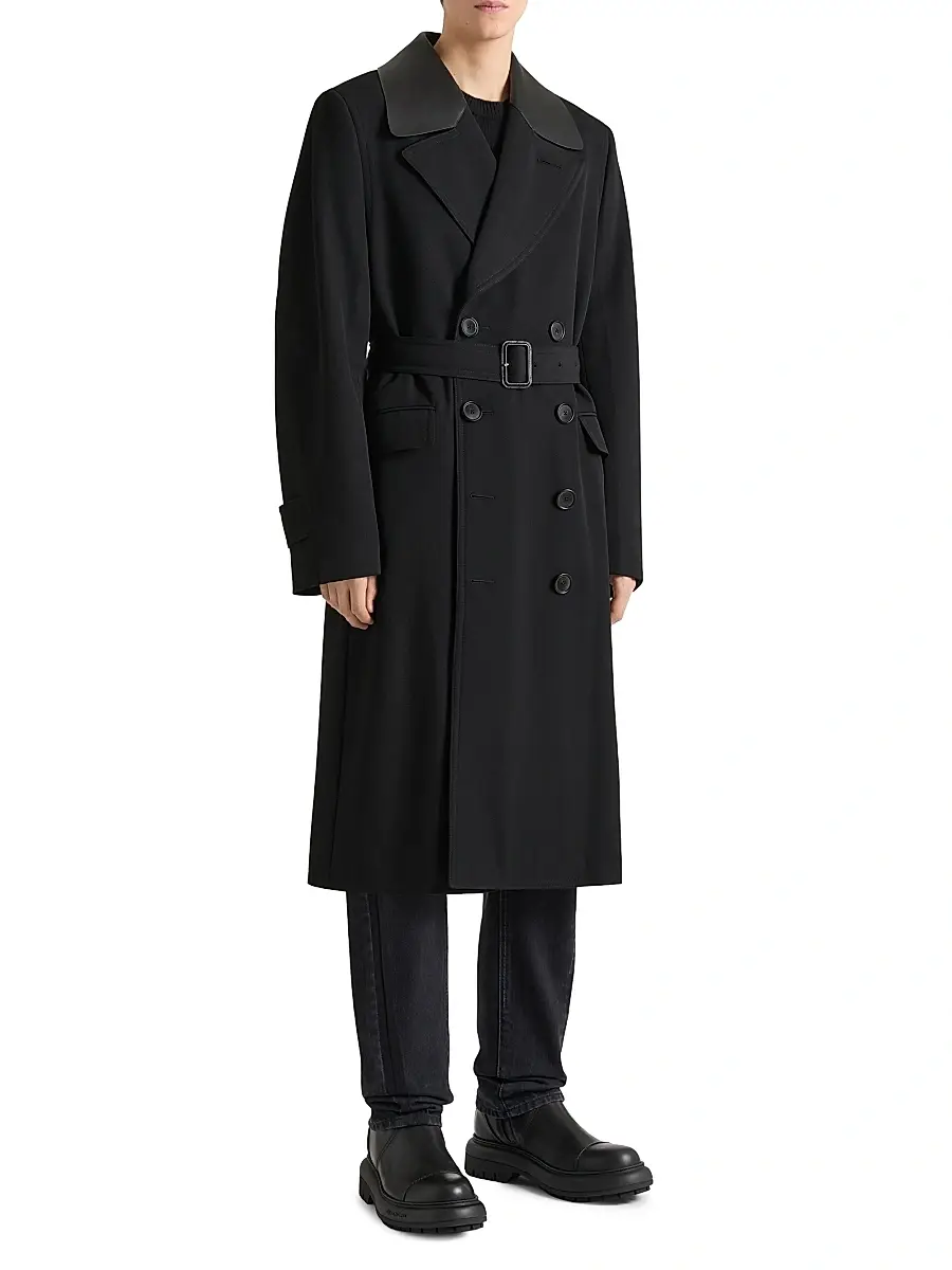 Givenchy Men's Couture Seam Trench Coat in Wool - Black | Thumbnail 2 Givenchy Men's Couture Seam Trench Coat in Wool - Black | Thumbnail 2