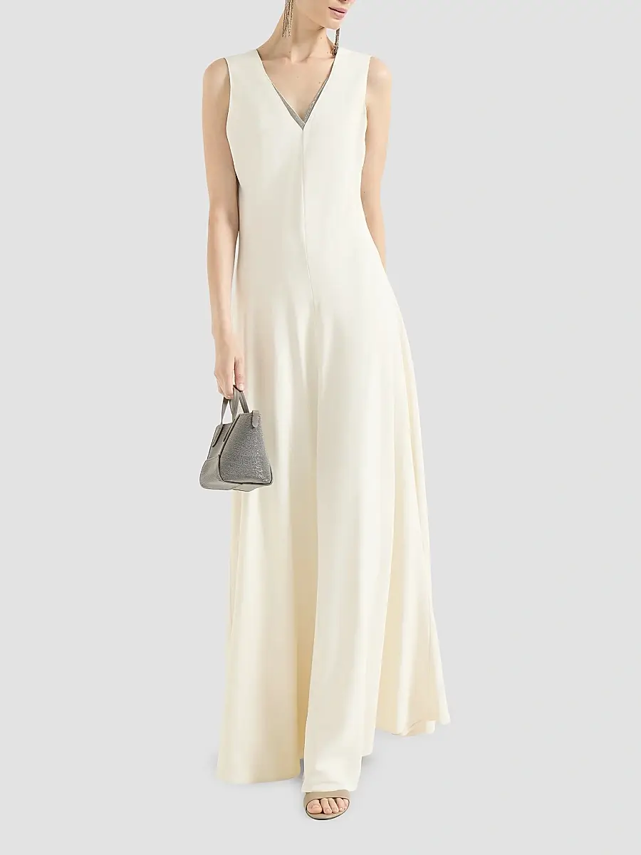Brunello Cucinelli Women's Silk and Acetate Crêpe Cady Fluid Dress | Thumbnail 2 Brunello Cucinelli Women's Silk and Acetate Crêpe Cady Fluid Dress | Thumbnail 2