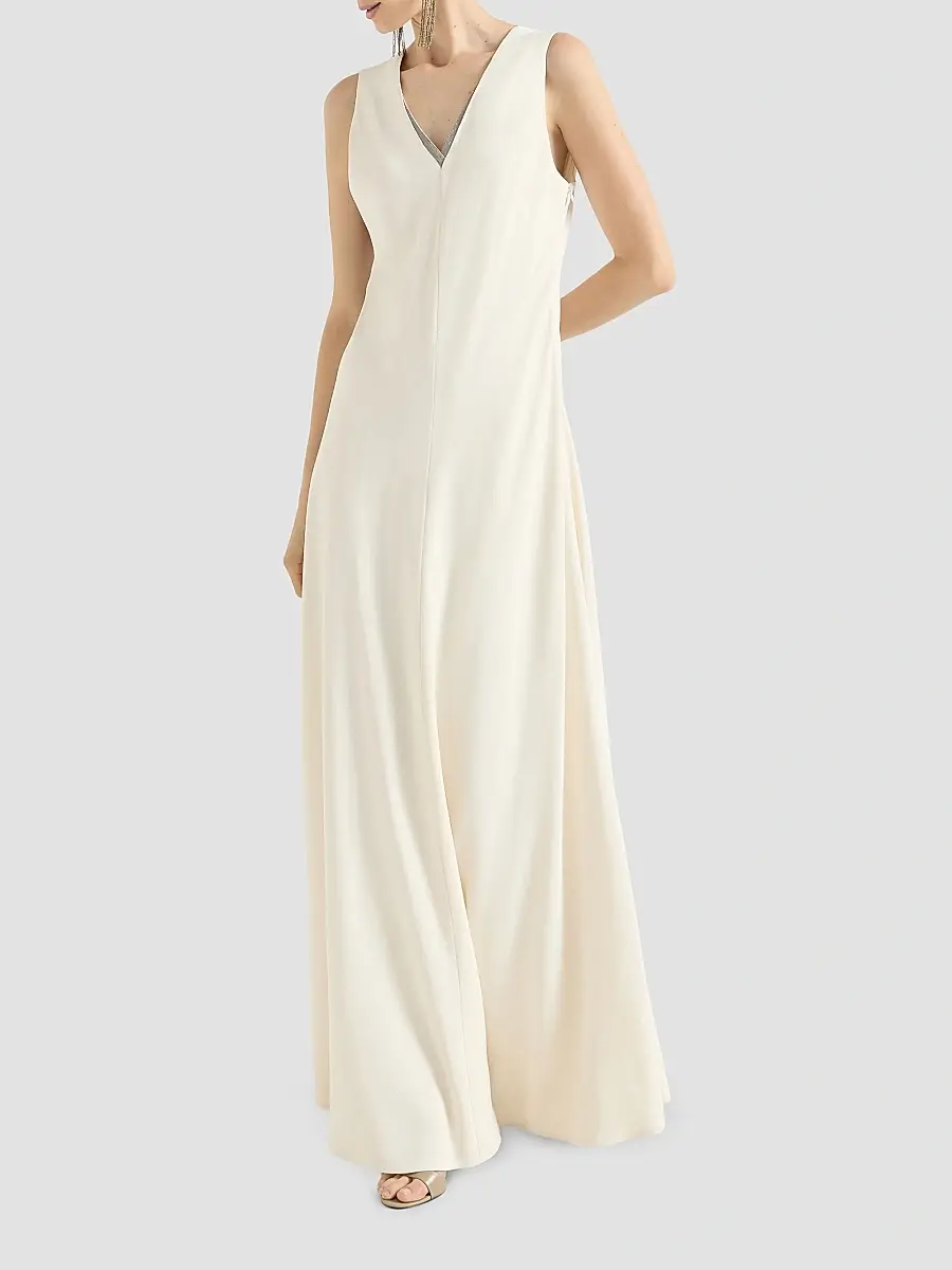 Brunello Cucinelli Women's Silk and Acetate Crêpe Cady Fluid Dress | Thumbnail 3 Brunello Cucinelli Women's Silk and Acetate Crêpe Cady Fluid Dress | Thumbnail 3