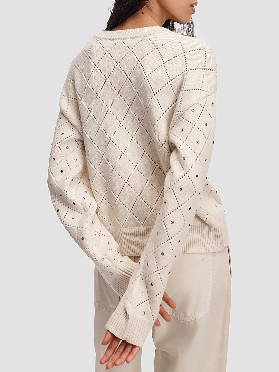 rag & bone Women's Emma Wool Embellished Pointelle Sweater | Thumbnail 4 rag & bone Women's Emma Wool Embellished Pointelle Sweater | Thumbnail 4