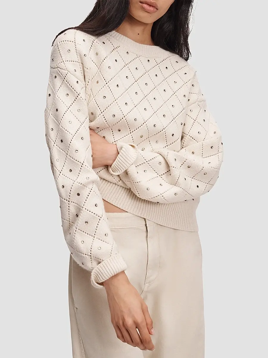 rag & bone Women's Emma Wool Embellished Pointelle Sweater | Thumbnail 5 rag & bone Women's Emma Wool Embellished Pointelle Sweater | Thumbnail 5