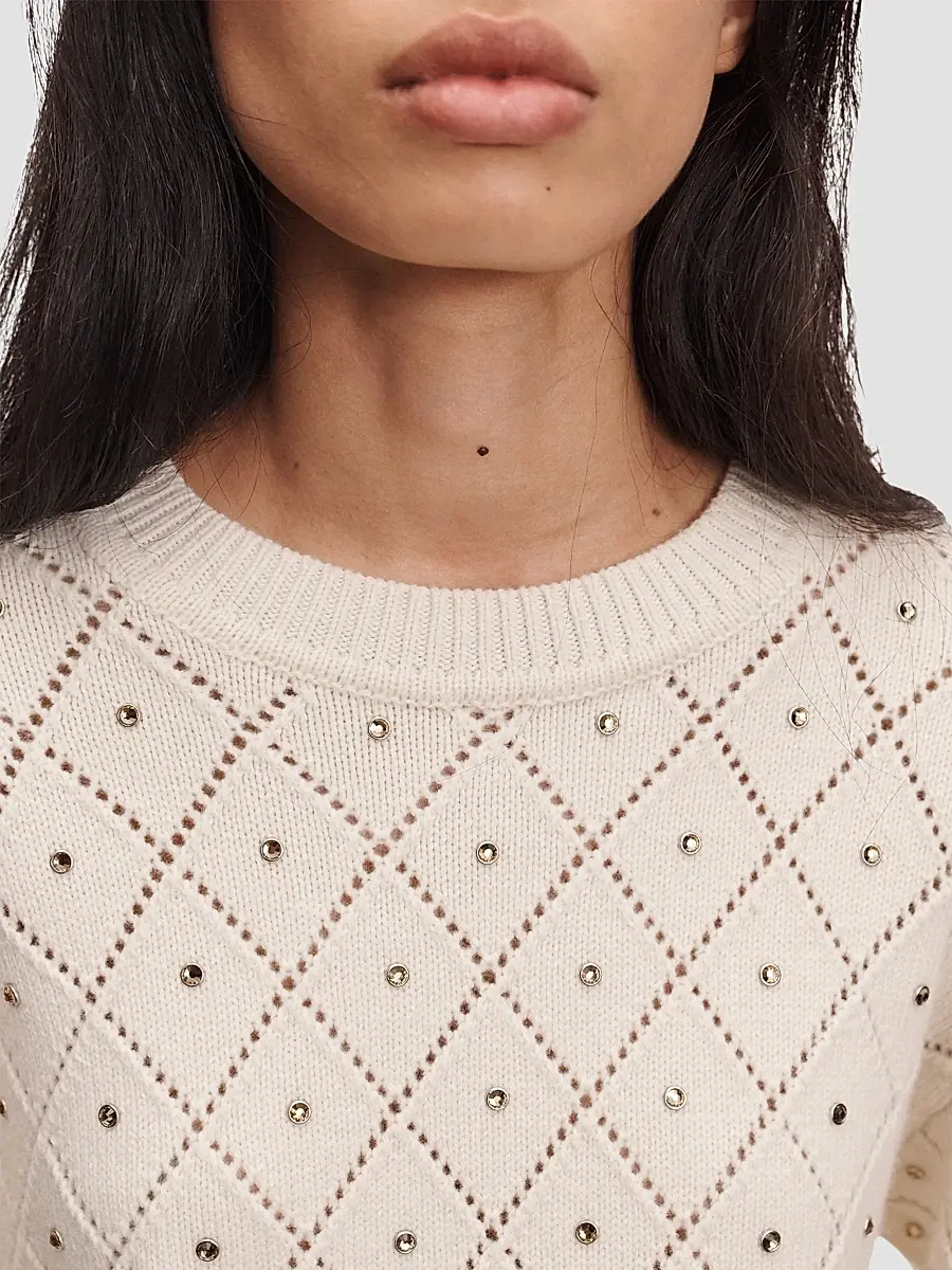 rag & bone Women's Emma Wool Embellished Pointelle Sweater | Thumbnail 6 rag & bone Women's Emma Wool Embellished Pointelle Sweater | Thumbnail 6