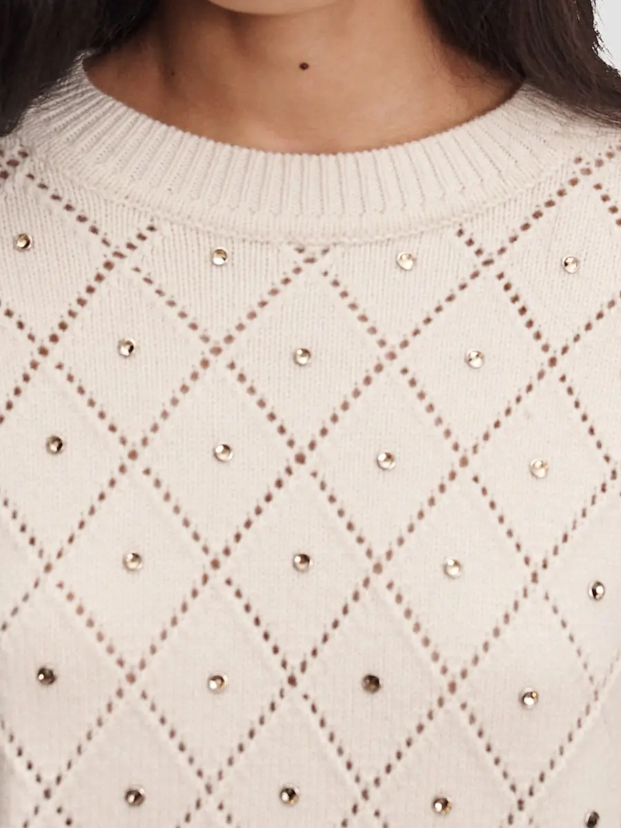 rag & bone Women's Emma Wool Embellished Pointelle Sweater | Thumbnail 7 rag & bone Women's Emma Wool Embellished Pointelle Sweater | Thumbnail 7