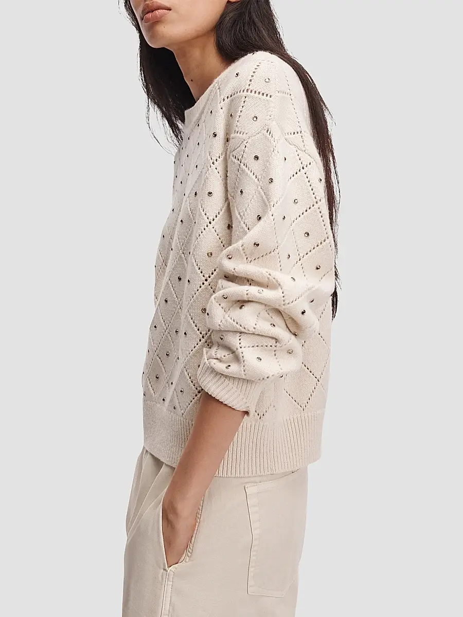 rag & bone Women's Emma Wool Embellished Pointelle Sweater | Thumbnail 9 rag & bone Women's Emma Wool Embellished Pointelle Sweater | Thumbnail 9