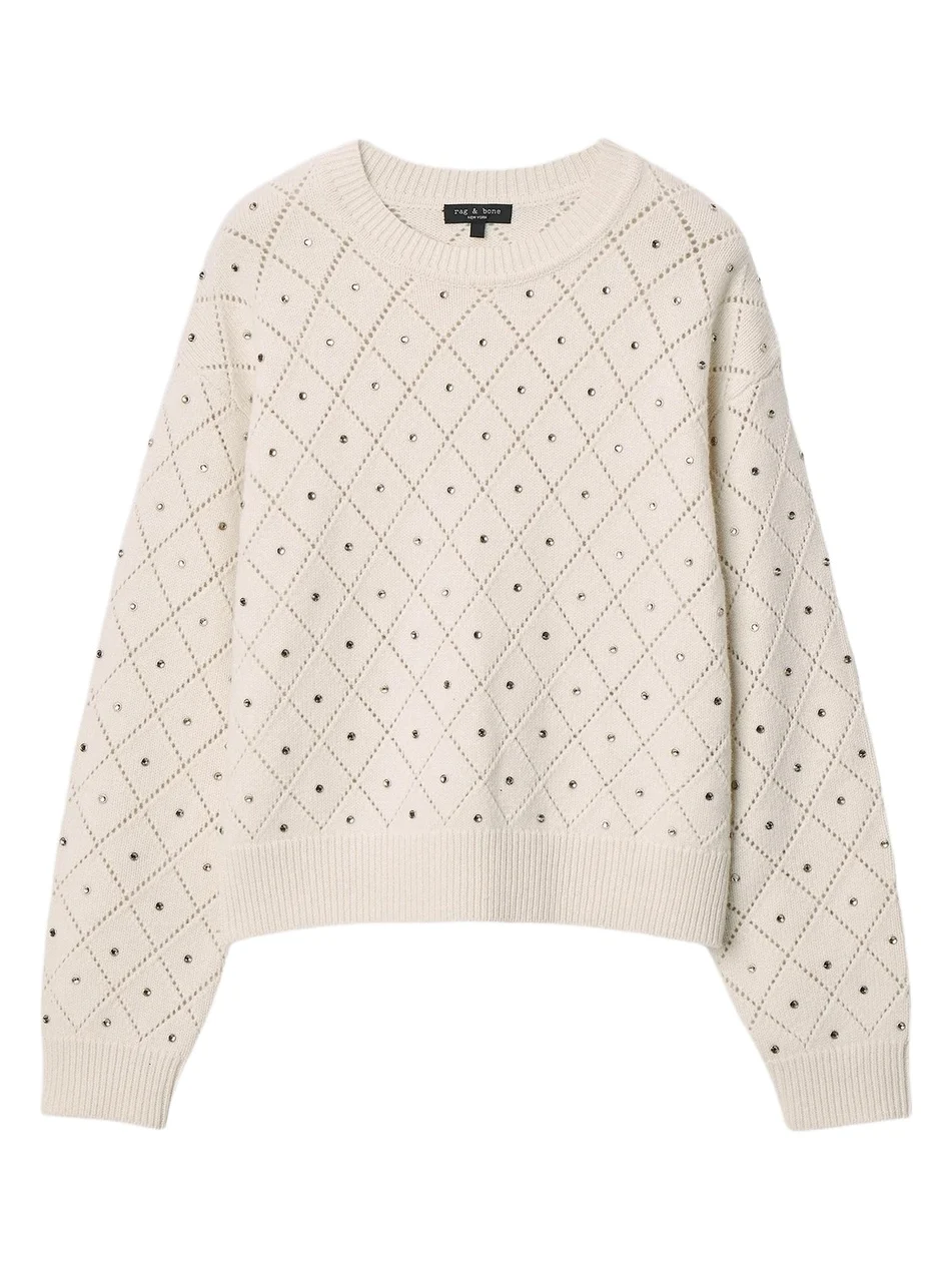 Women's Emma Wool Embellished Pointelle Sweater Women's Emma Wool Embellished Pointelle Sweater