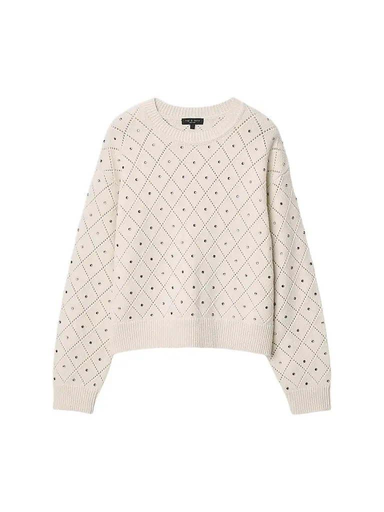 rag & bone Women's Emma Wool Embellished Pointelle Sweater