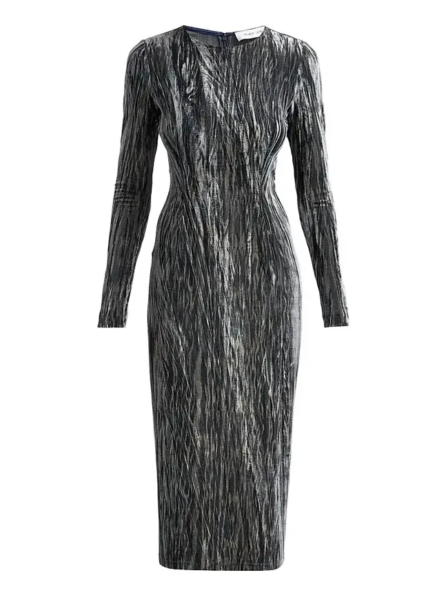 Women's Stretch Velvet Sheath Midi Dress